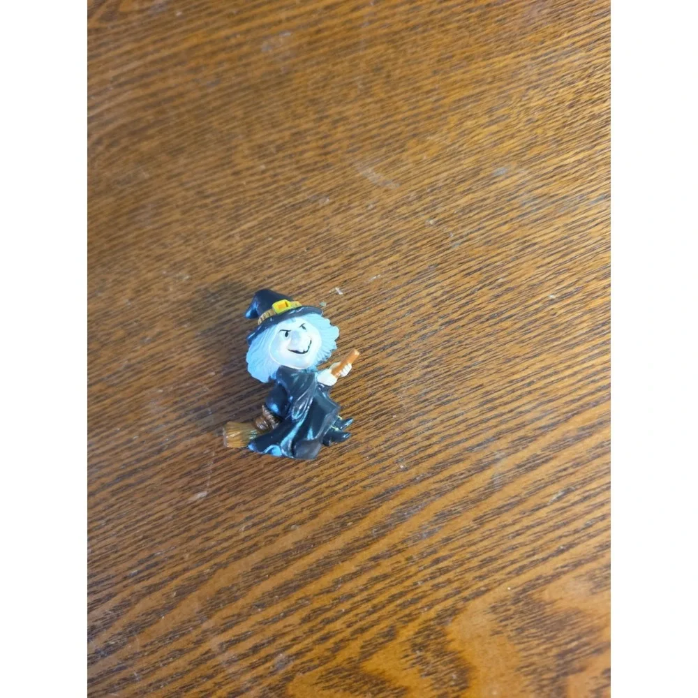 Vintage Russ Berrie Witch on Broom Miniature Mini Halloween Figure 1980's